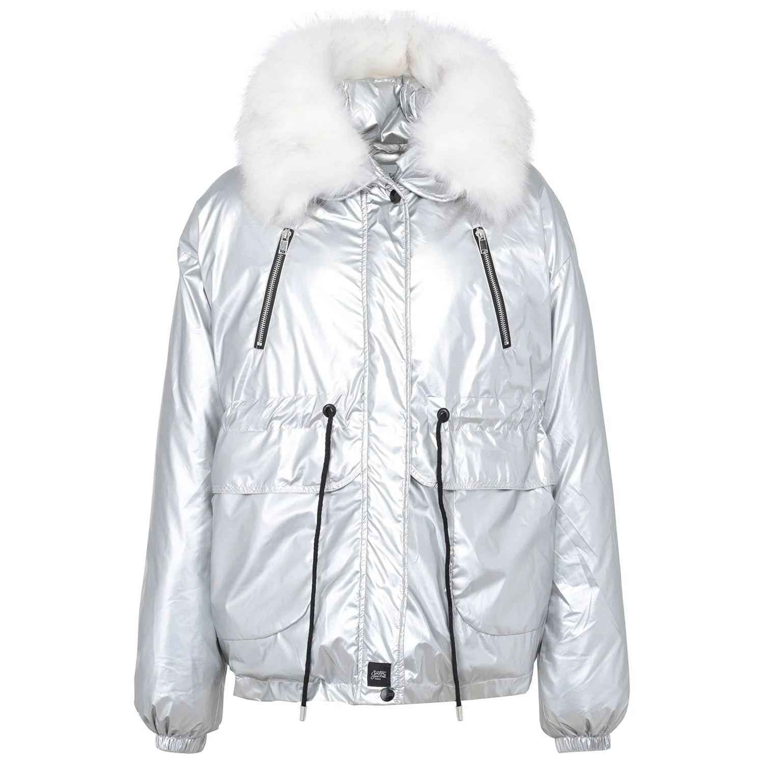 Doudoune métallique oversize gris silver