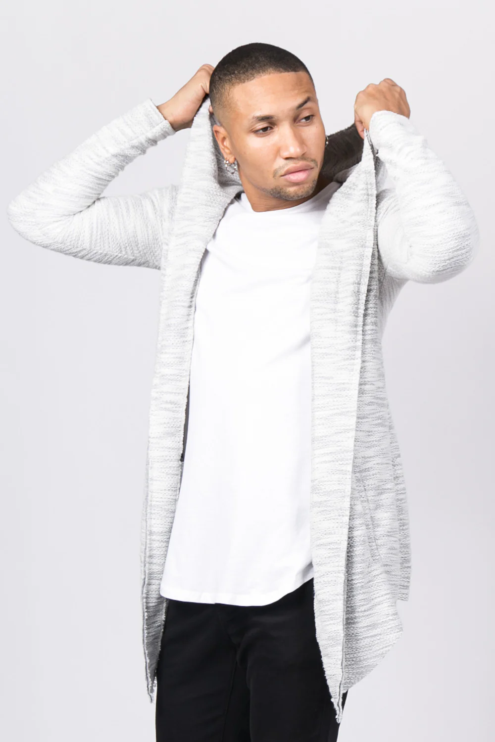 Gilet cape Homme chiné gris clair 1728C