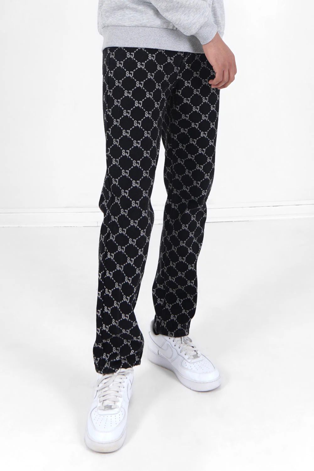 Jean droit monogramme délavé Noir