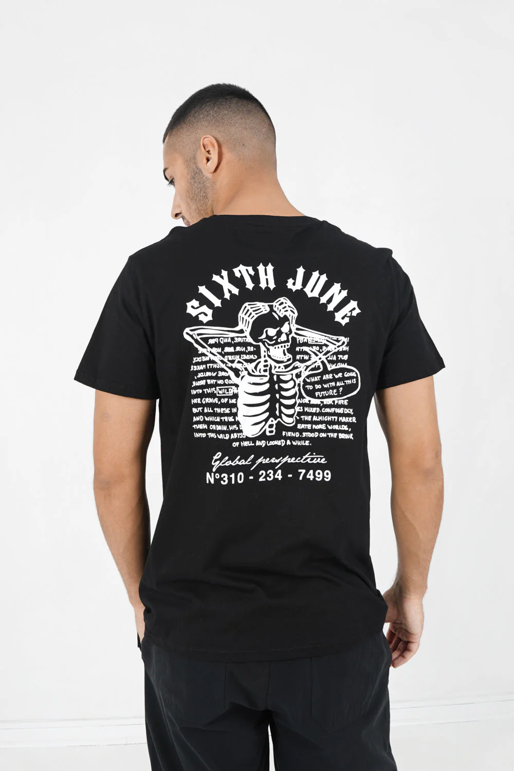 T-shirt squelette gothique Noir