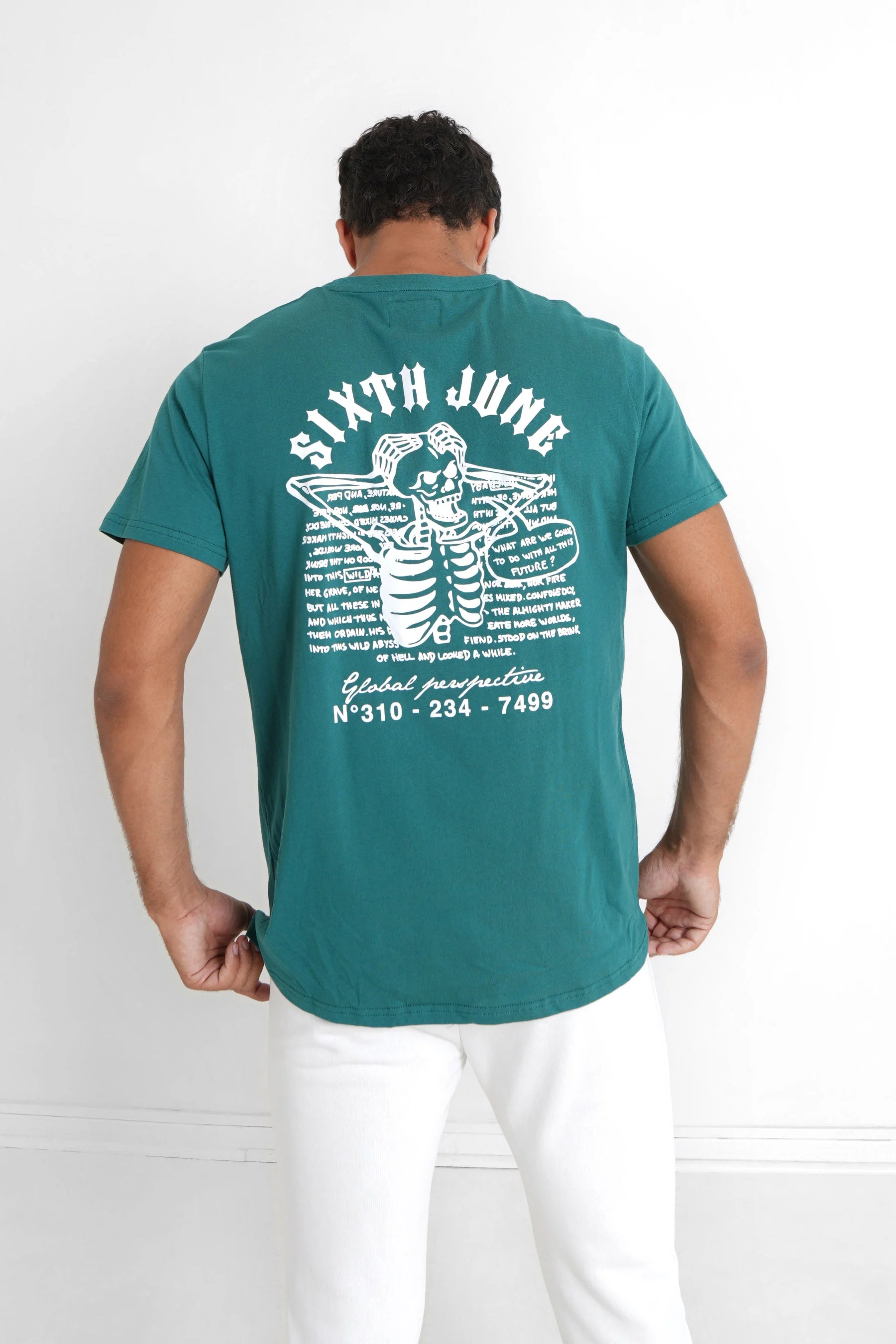 T-shirt squelette gothique Vert foncé