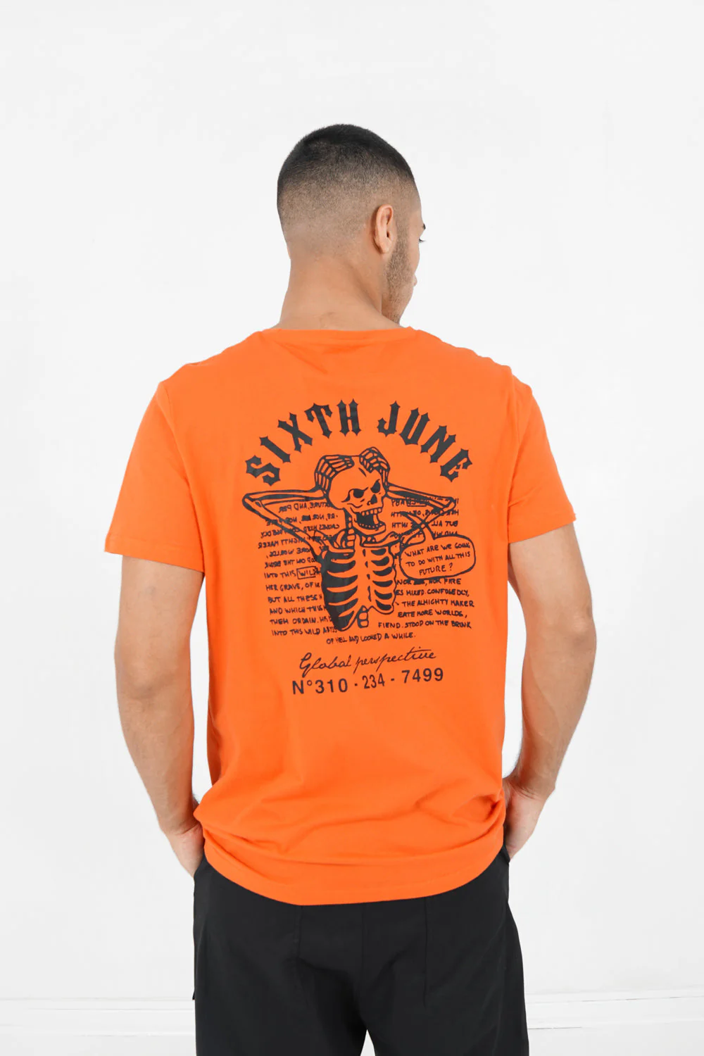 T-shirt squelette gothique Orange