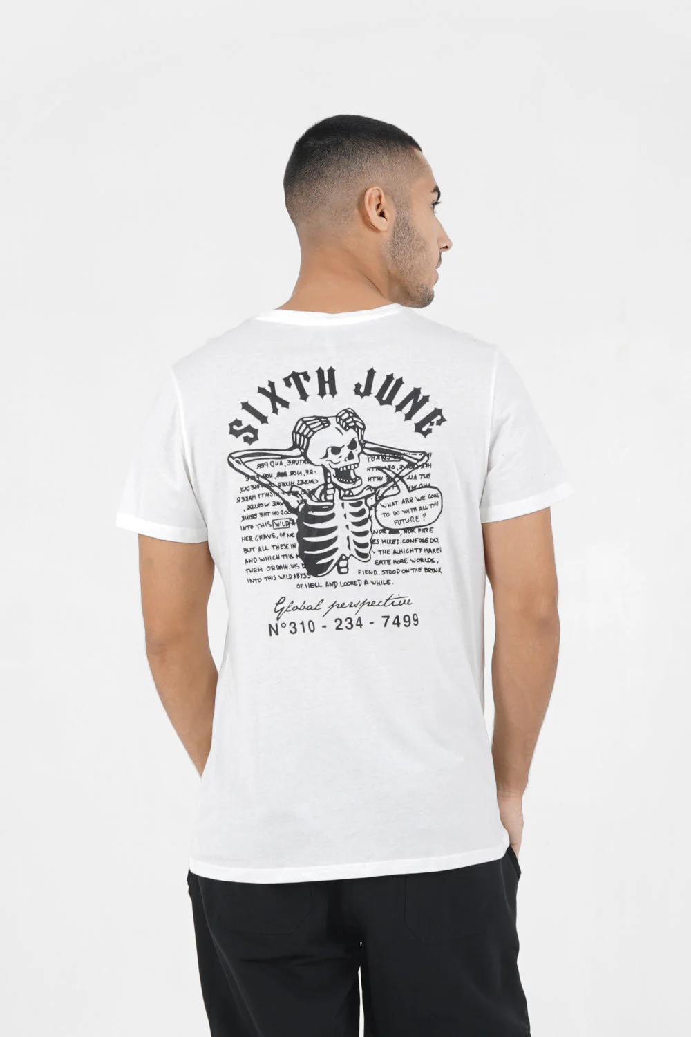 T-shirt squelette gothique Blanc