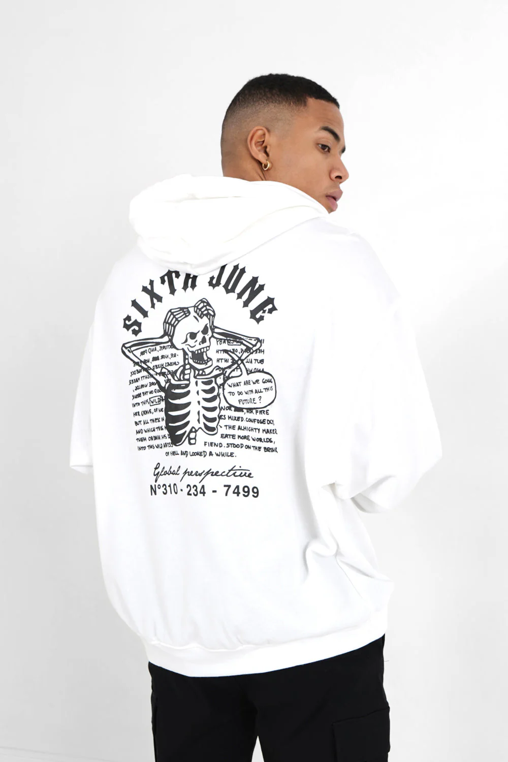 Sweat capuche squelette gothique Blanc