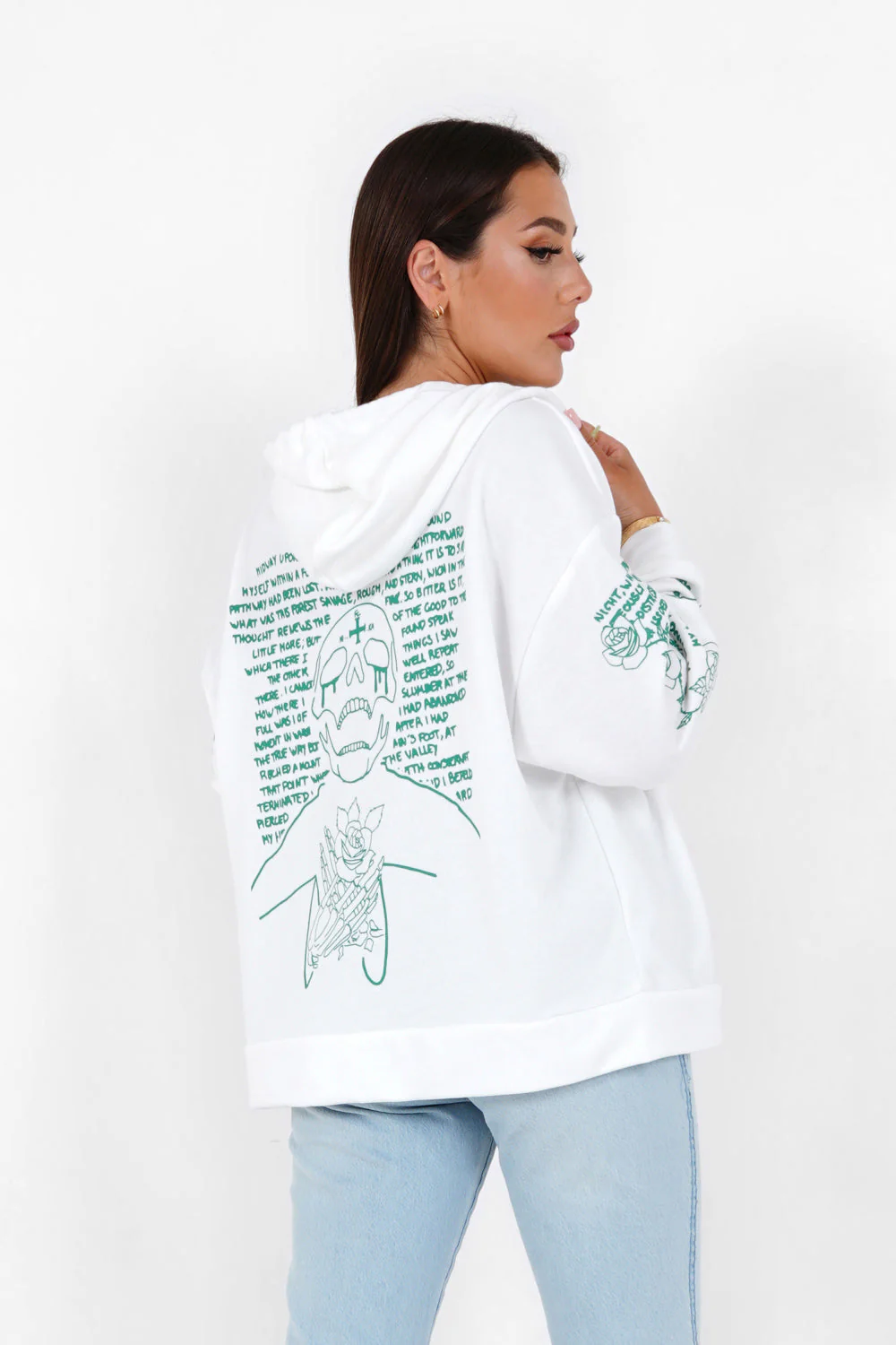 Sweat capuche squelette Blanc