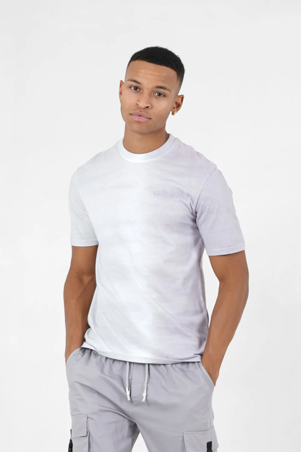 T-shirt bicolore délavé logo Gris