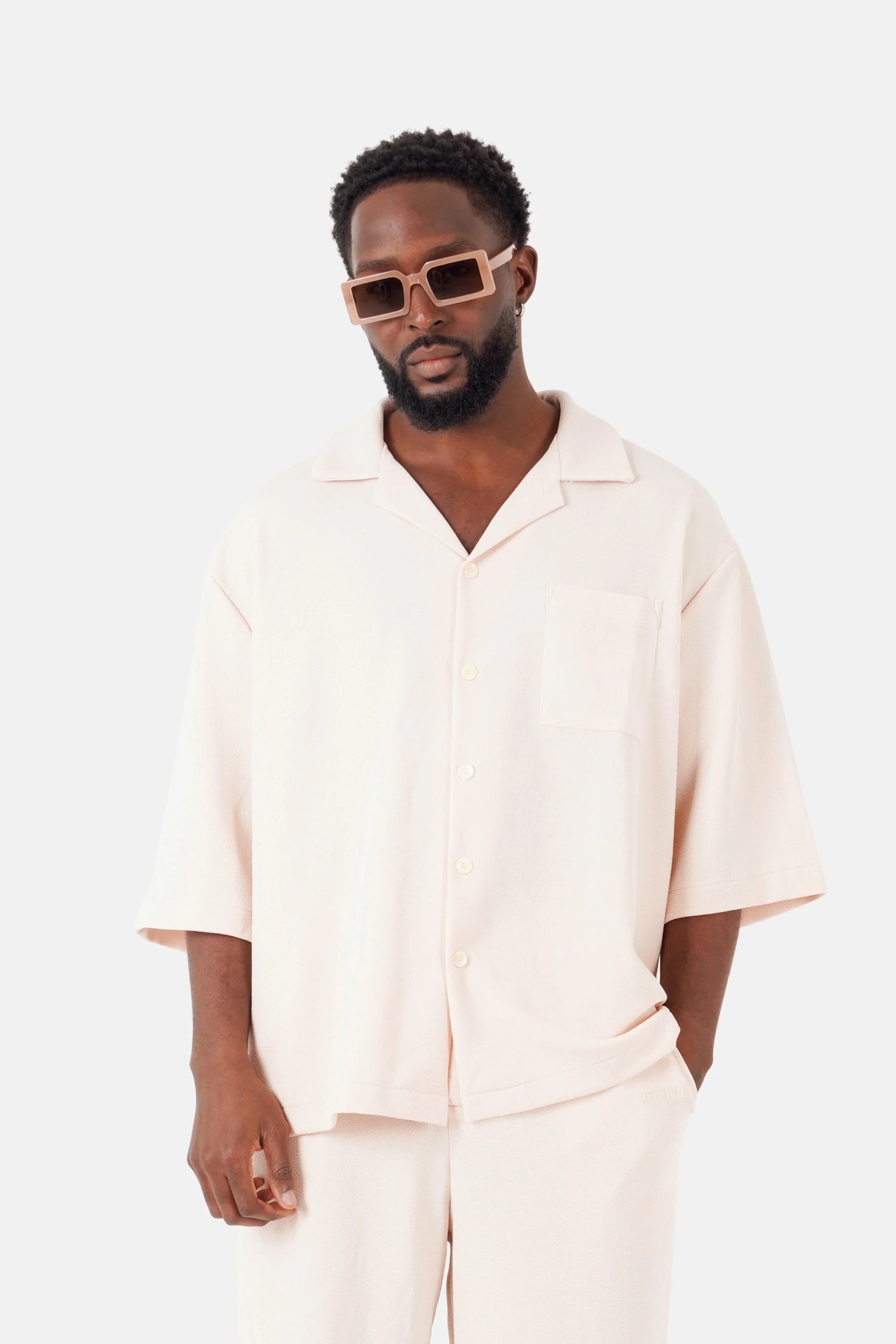 Chemise texturé logo Beige clair