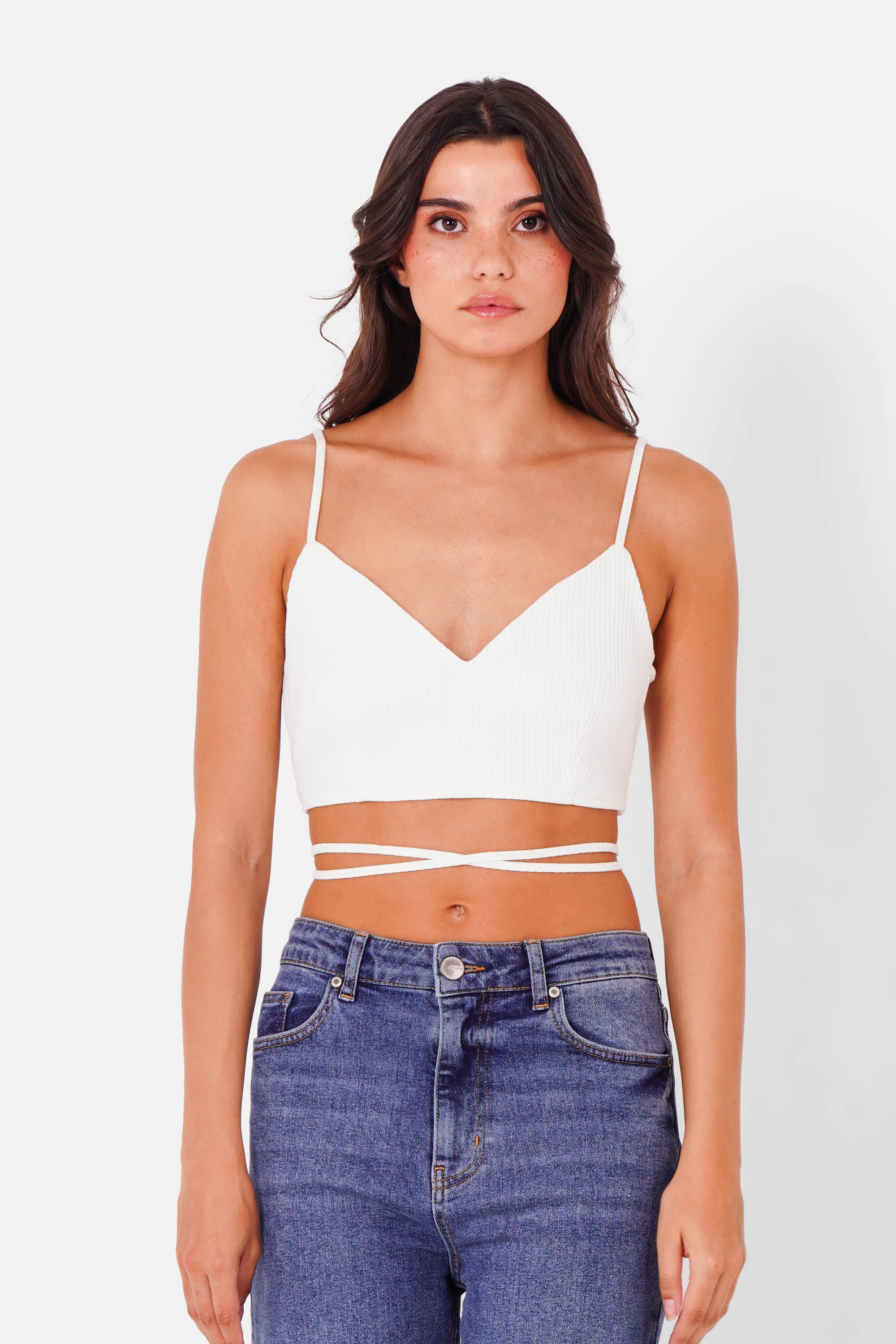 RIBBED laced w/s top