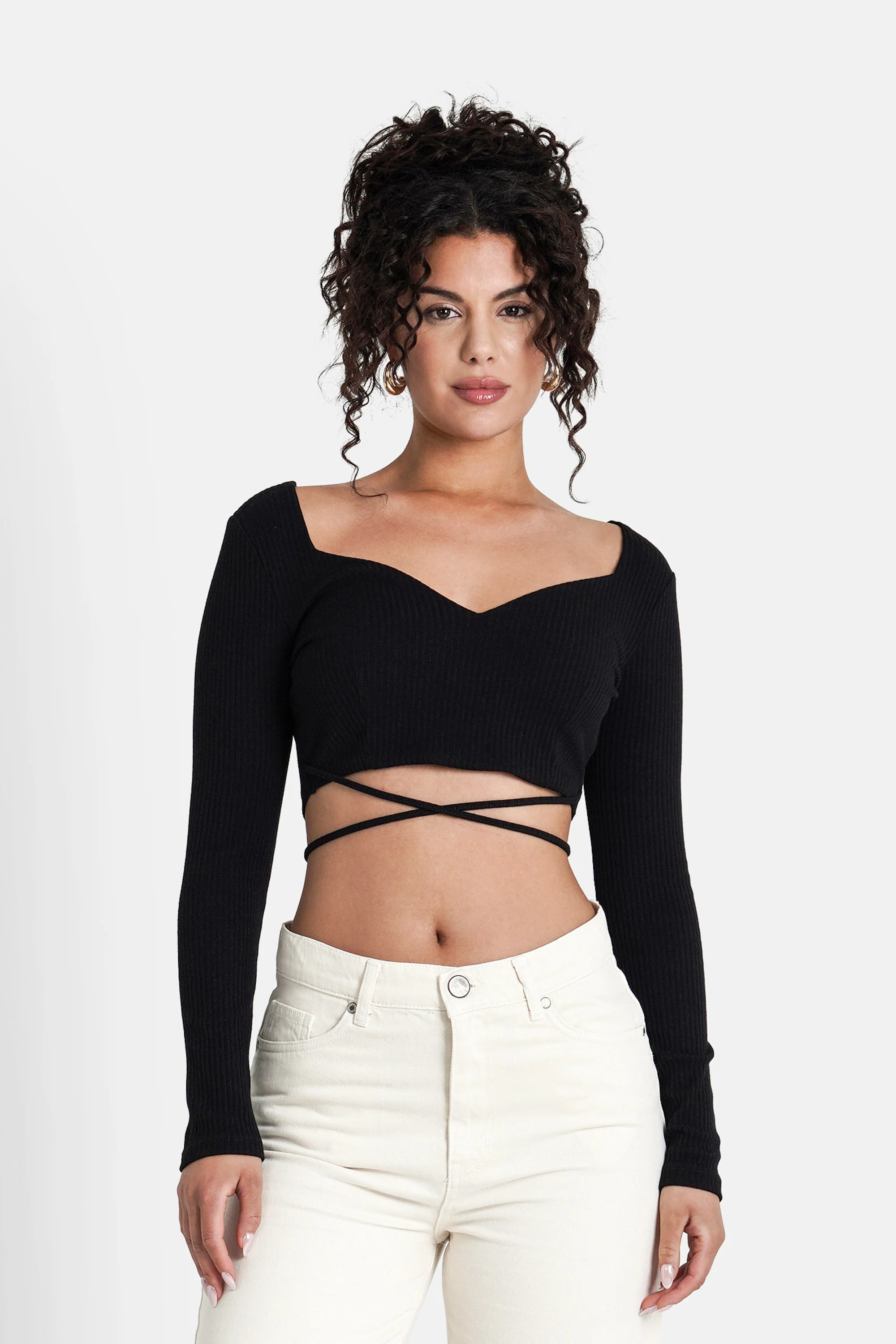 STRAP laced l/s top