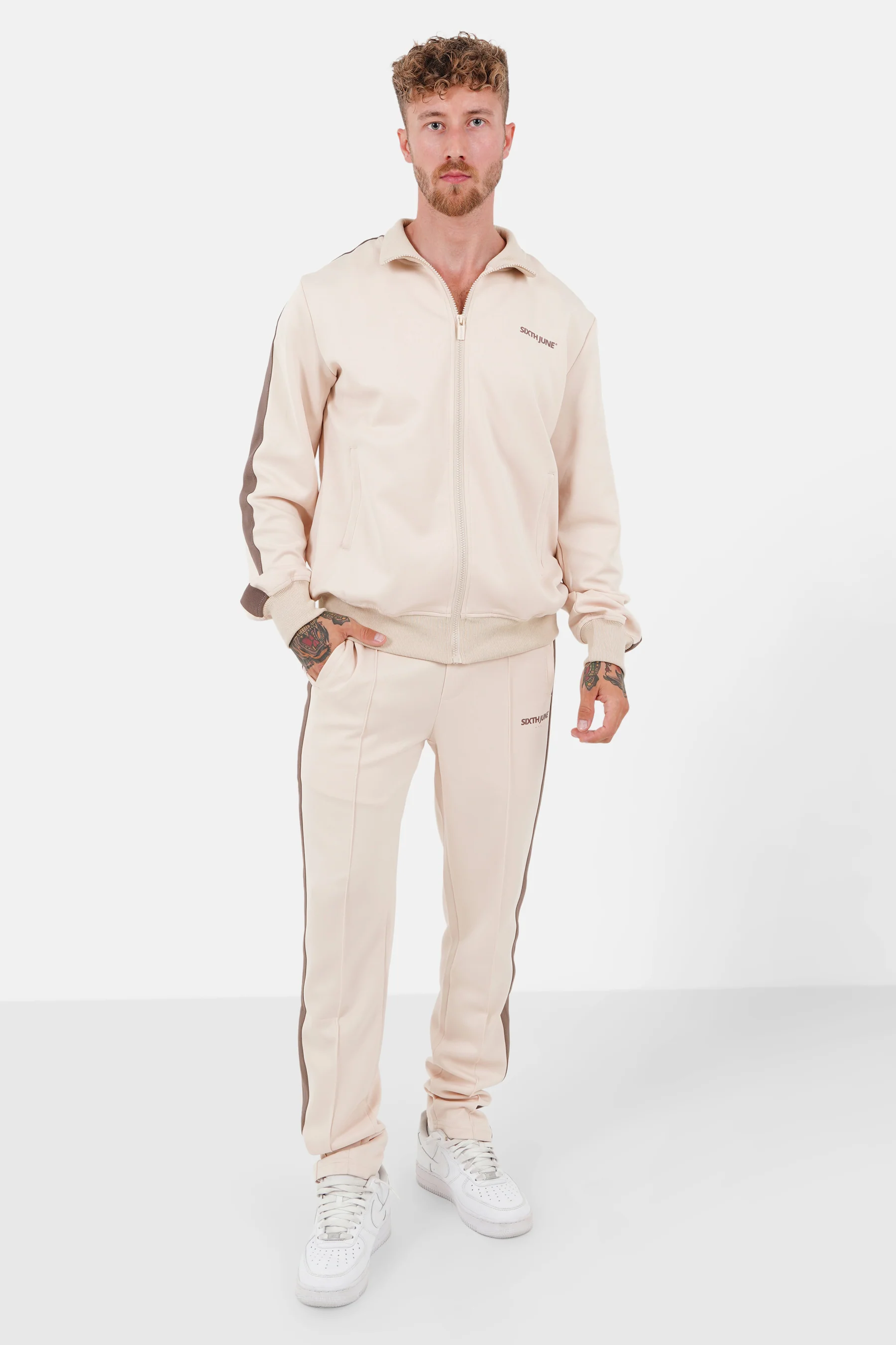 Veste zip bandes Beige - Image 2