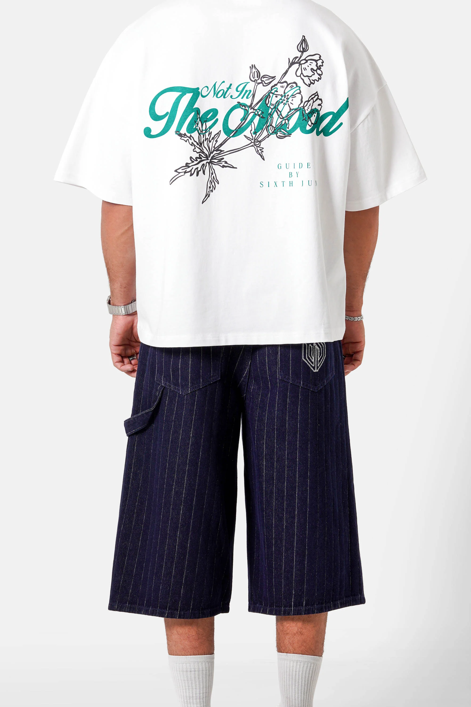 STRIPES baggy denim short - Image 5