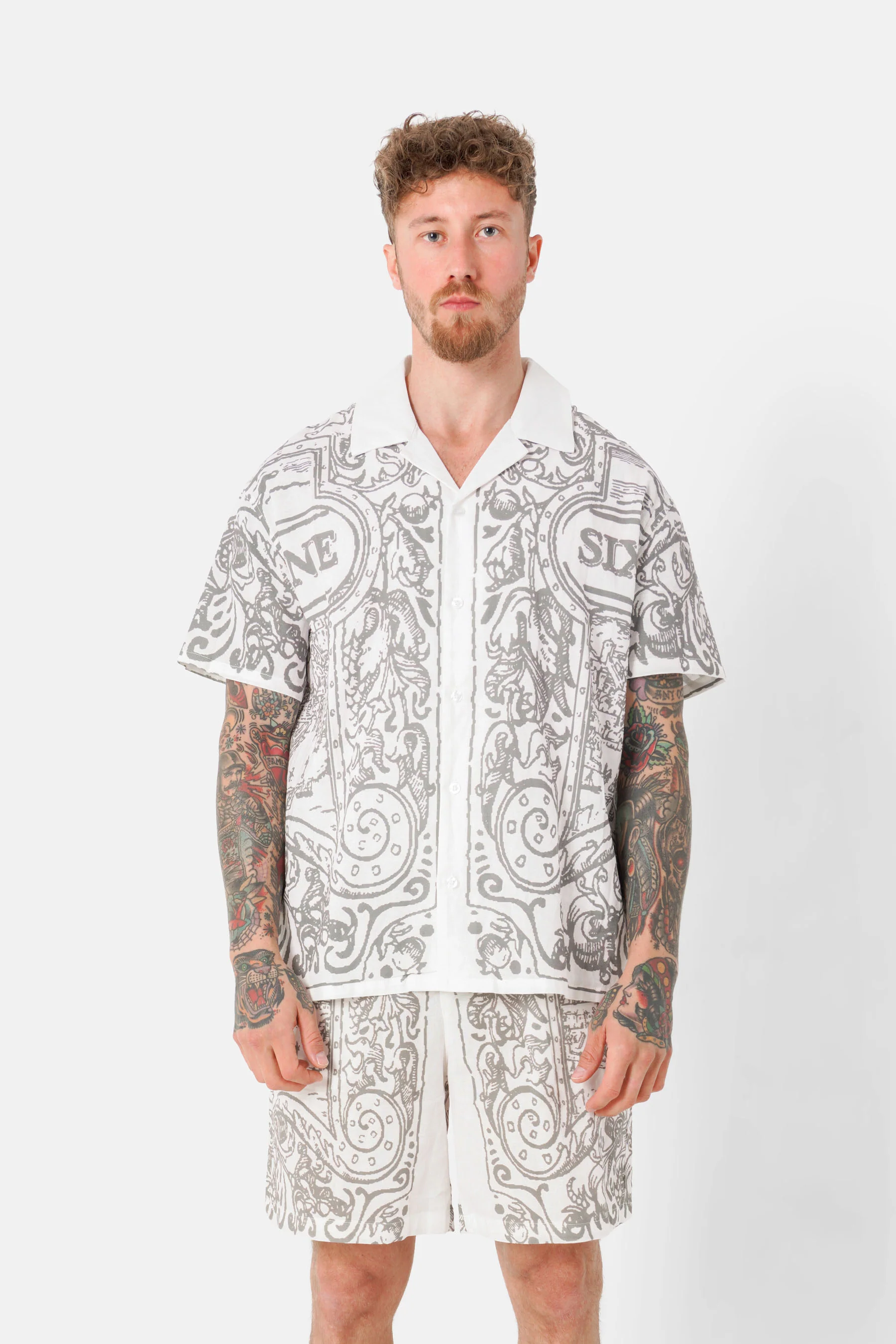 Chemise azulejos imprimé Blanc