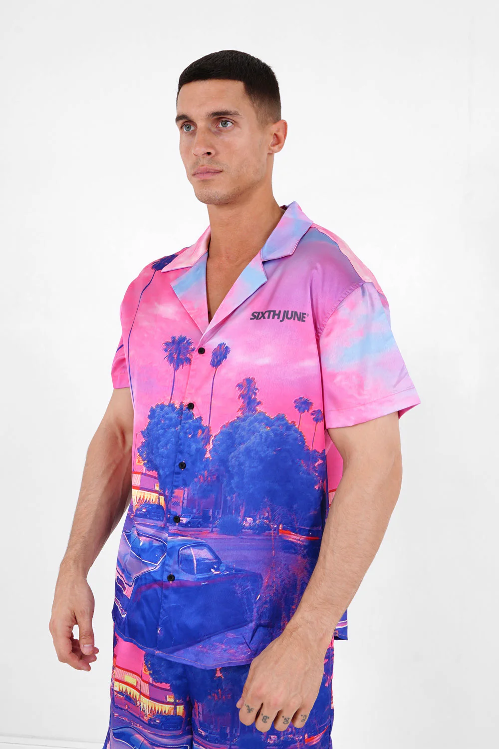 Chemise satiné sunset Rose