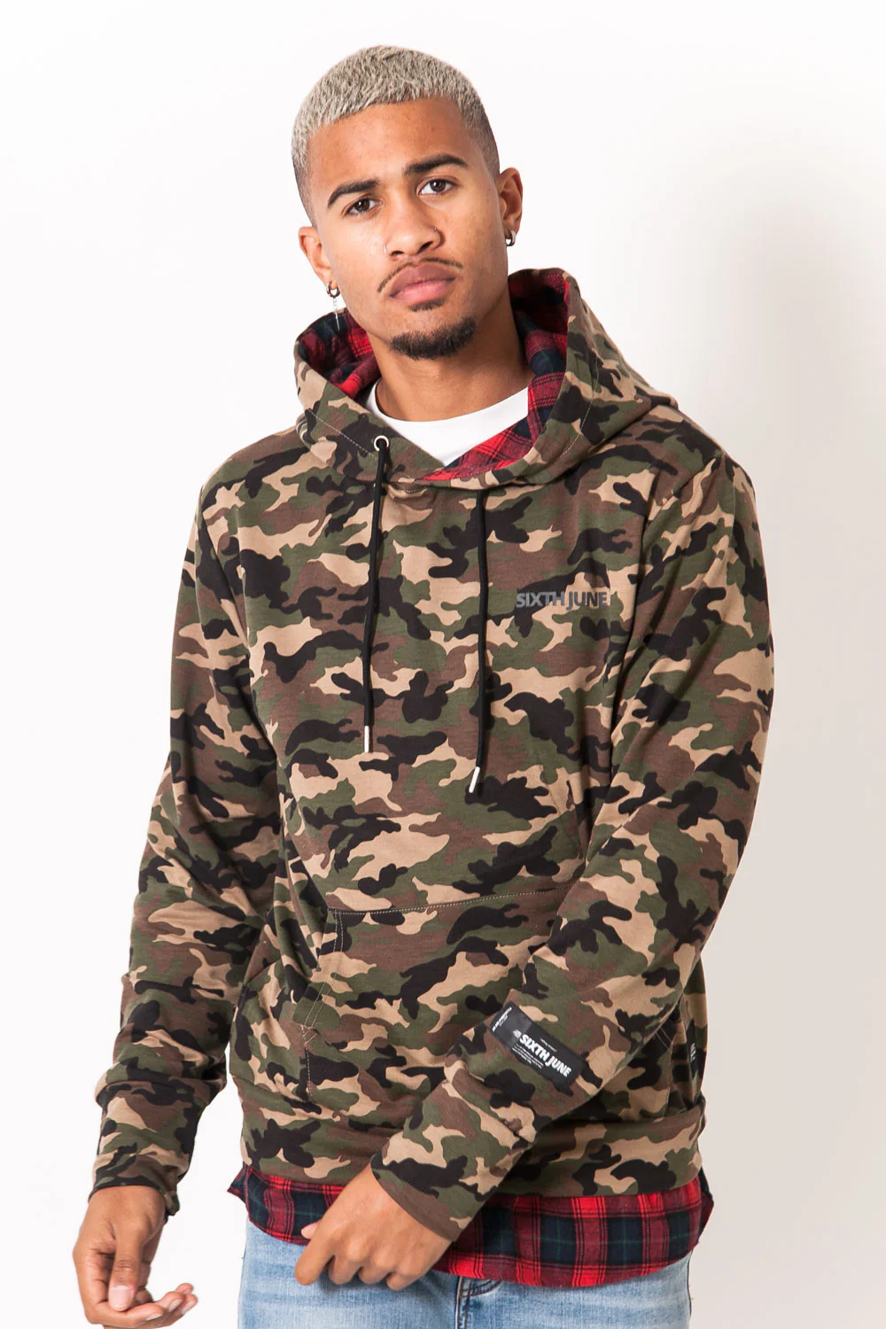Sweat capuche camouflage tartan vert - Image 2