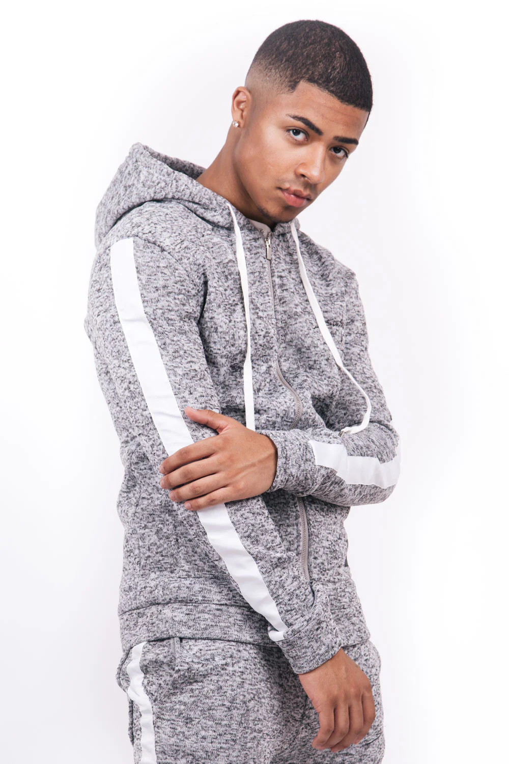 Sweat capuche bandes chiné - Image 2