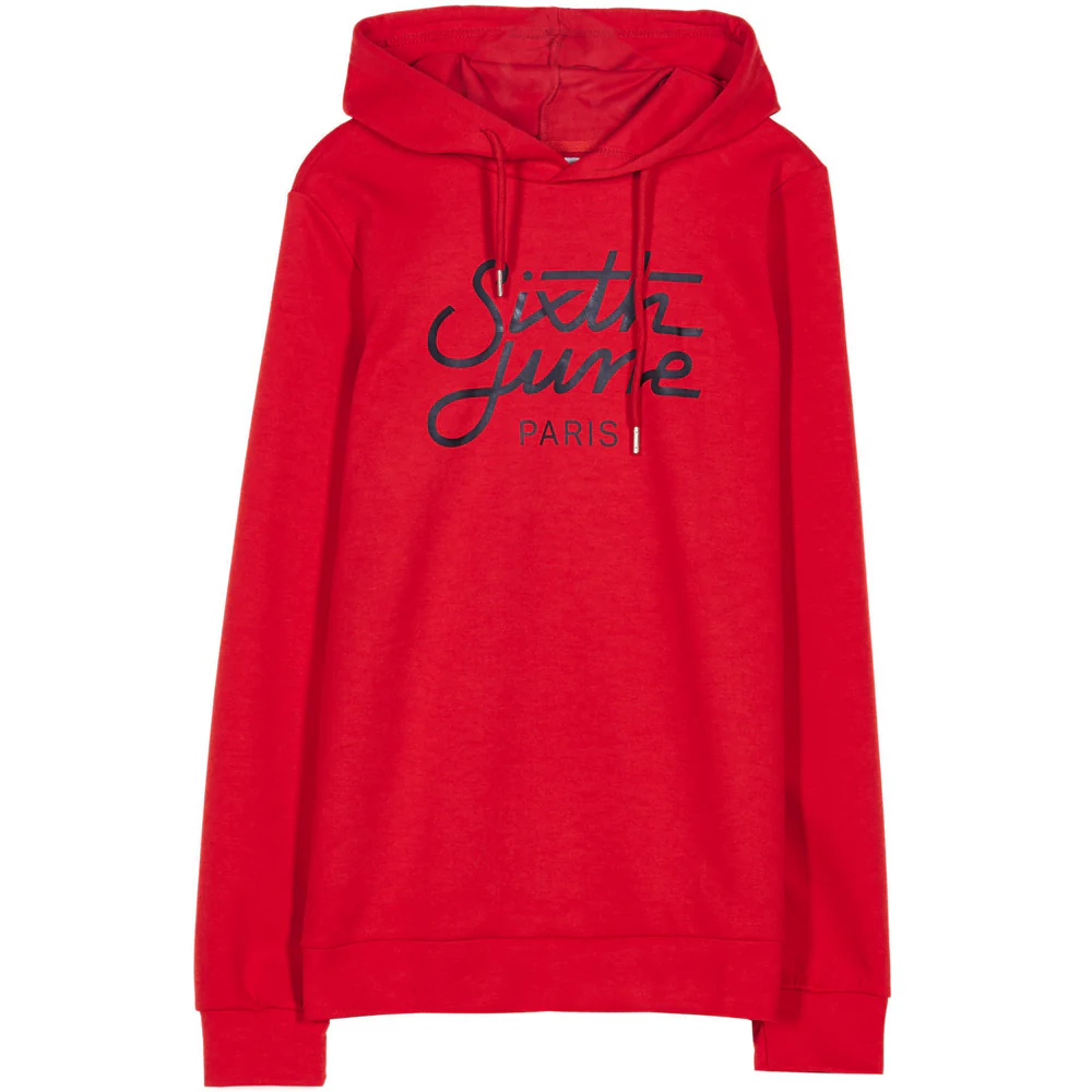 Sweat capuche grand logo rouge