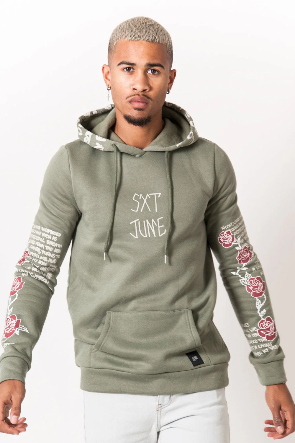 Sweat capuche imprimé tête de mort Vert - Image 5