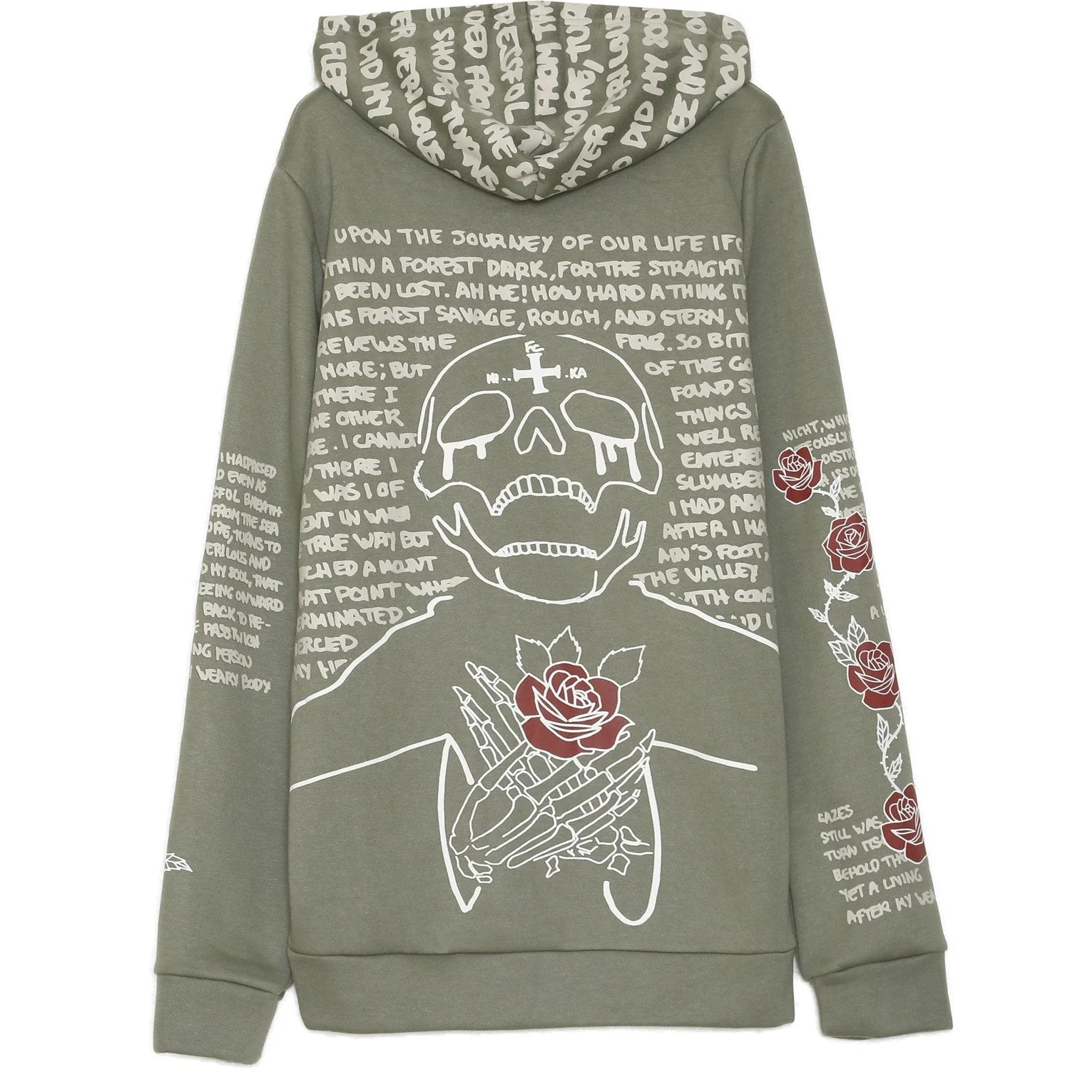 Sweat capuche imprimé tête de mort Vert - Image 6