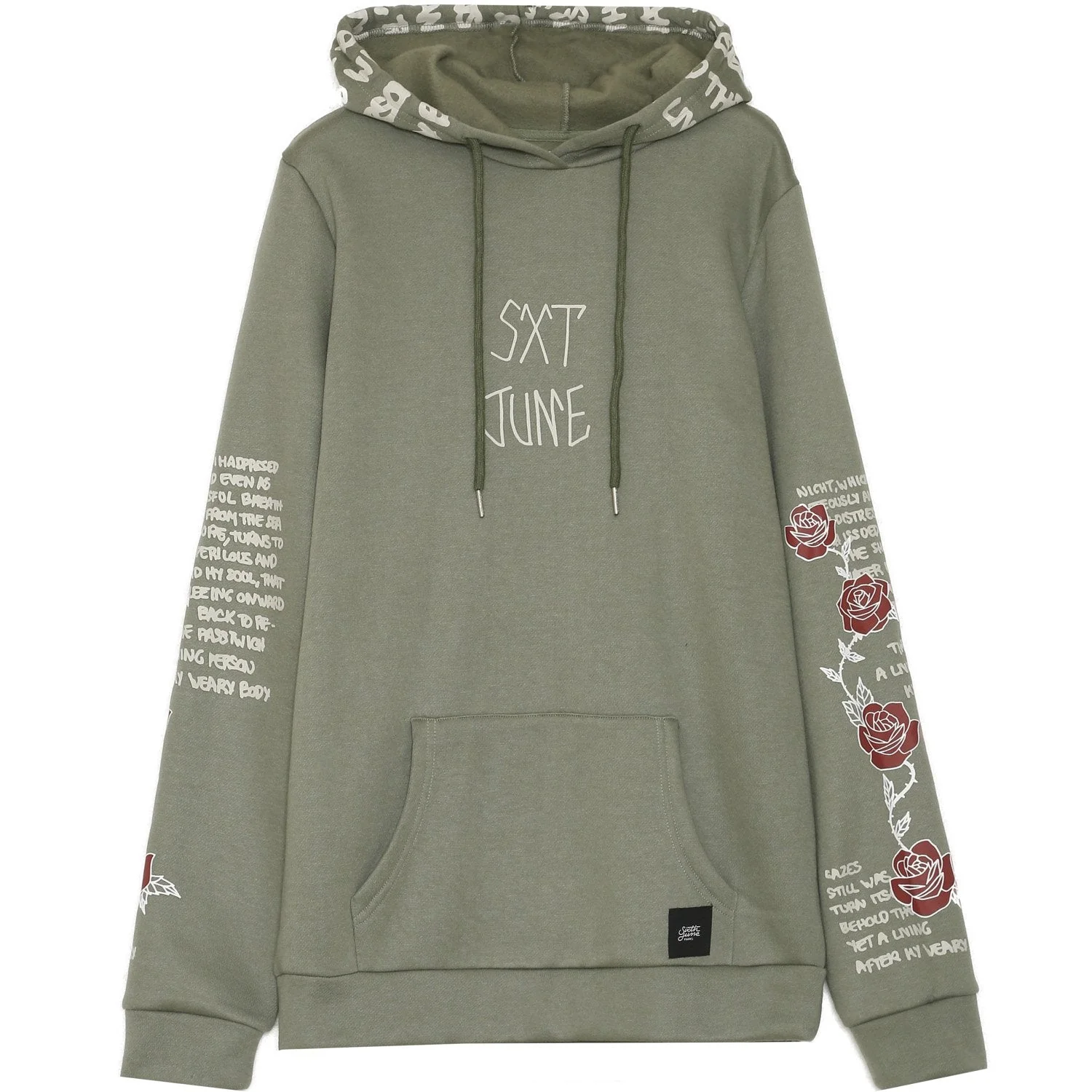 Sweat capuche imprimé tête de mort Vert - Image 7
