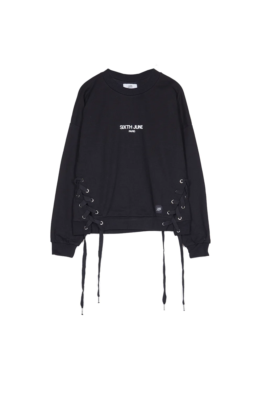 Sweat capuche lacage côté logo noir