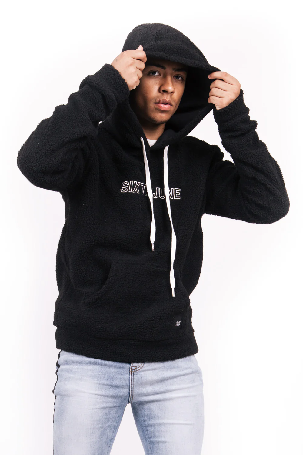 Sweat capuche oversize fourrure noir - Image 3