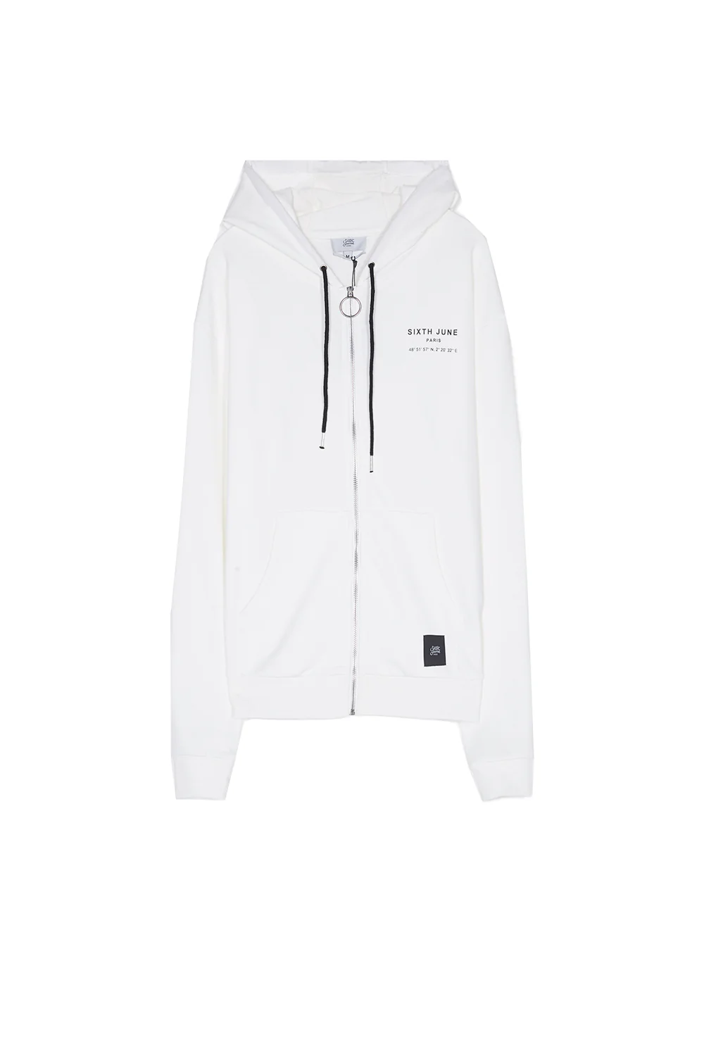 Sweat capuche Paris GPS zippé blanc