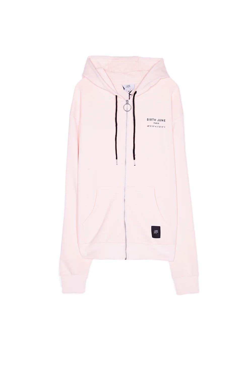 Sweat capuche Paris GPS zippé rose