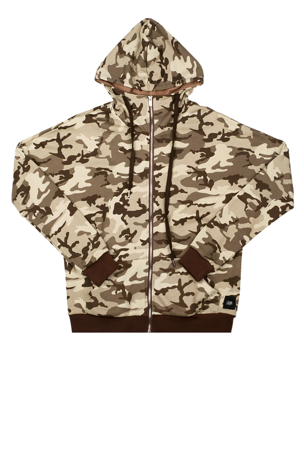 Sweat capuche zippé camouflage beige M2205VJA