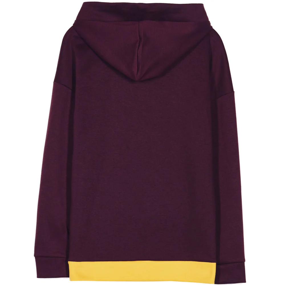Sweat capuche tricolore texte jaune violet blanc - Image 6