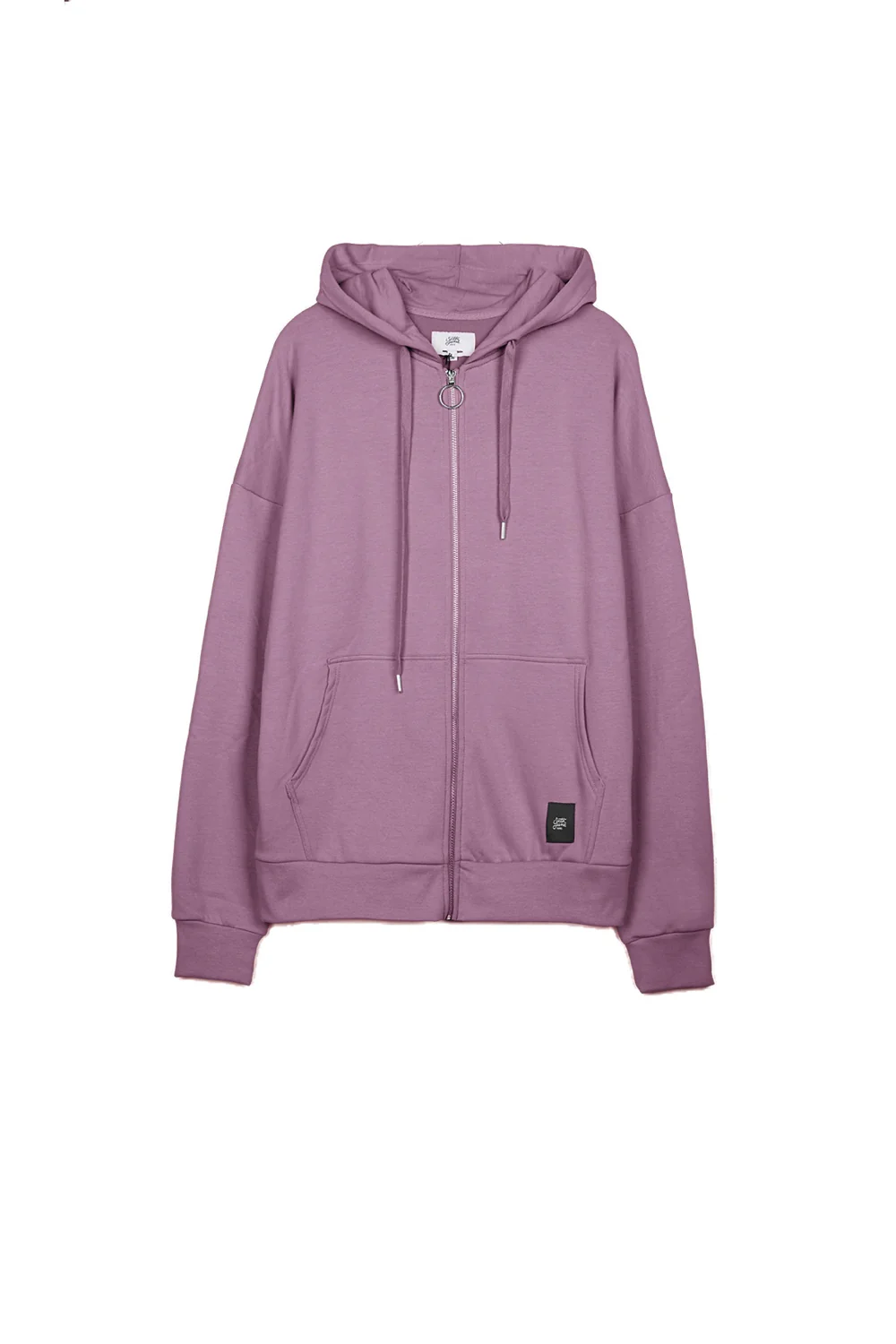 Sweat capuche zip épaules tombantes violet