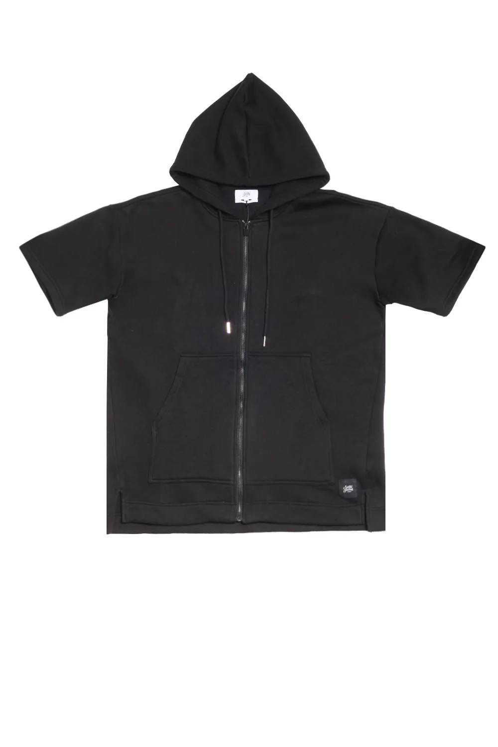 Sweat capuche zippé manches courtes noir M2255CJA