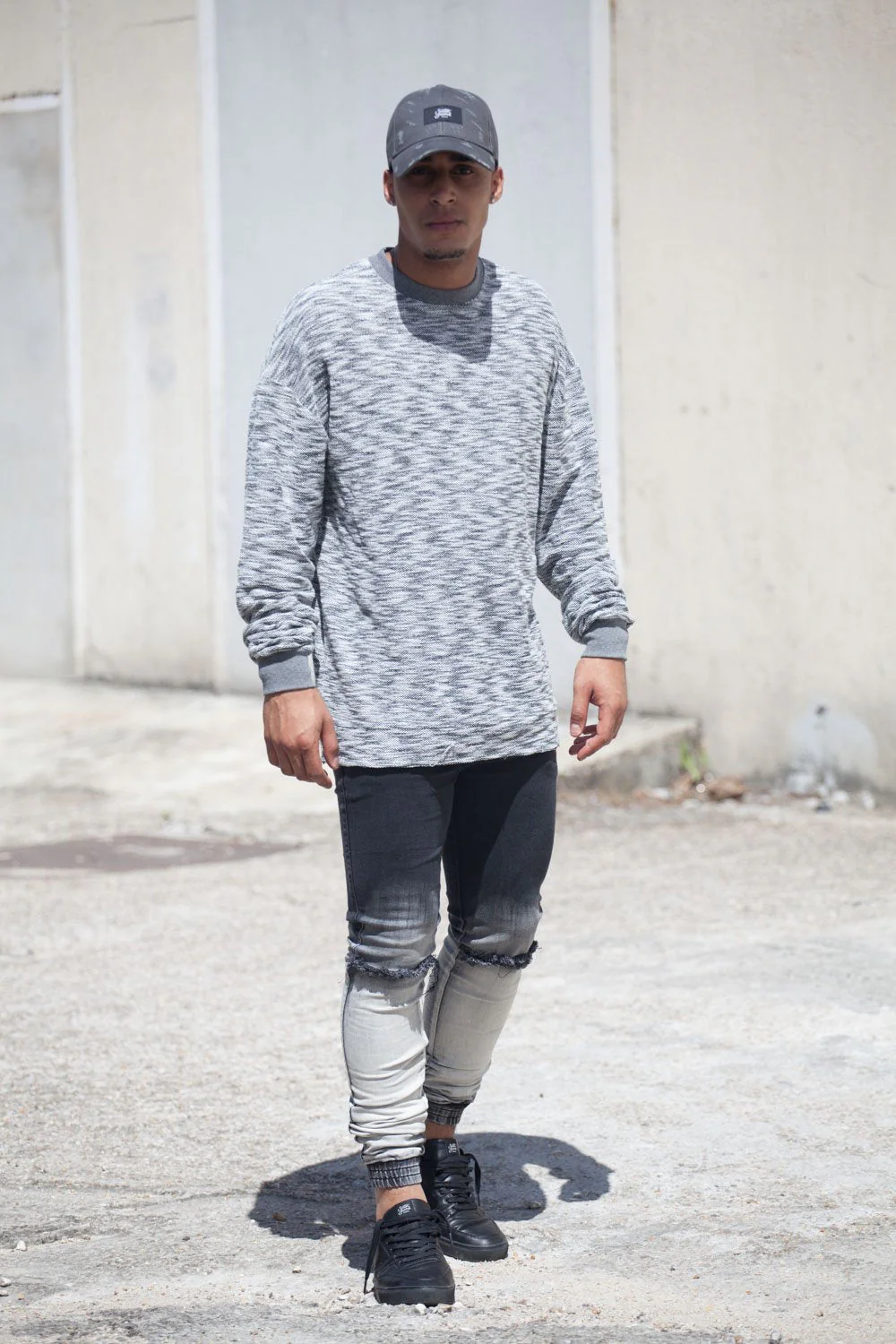 Sweat chiné basique gris M2209PSW