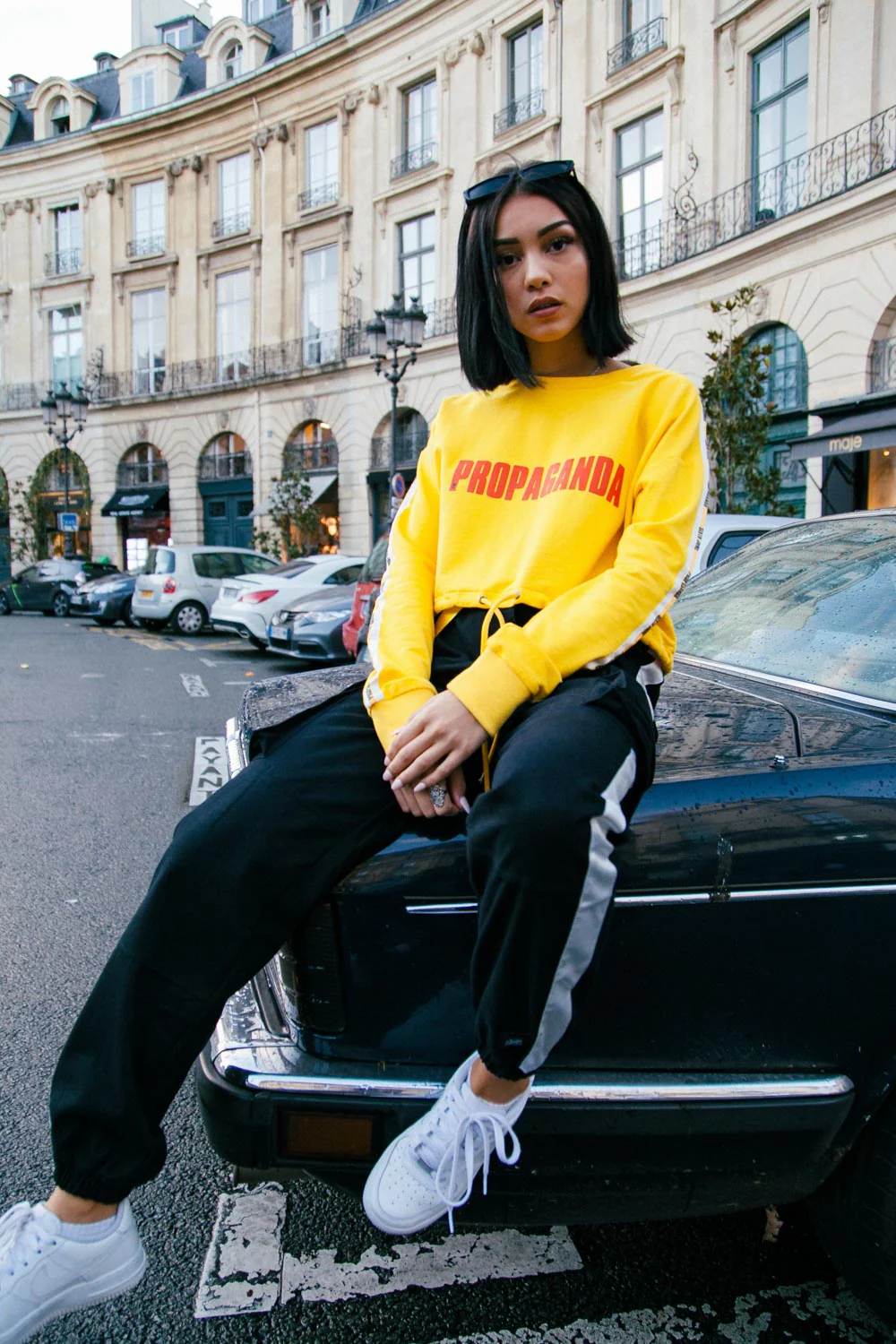 Sweat crop top bandes Propaganda jaune - Image 6