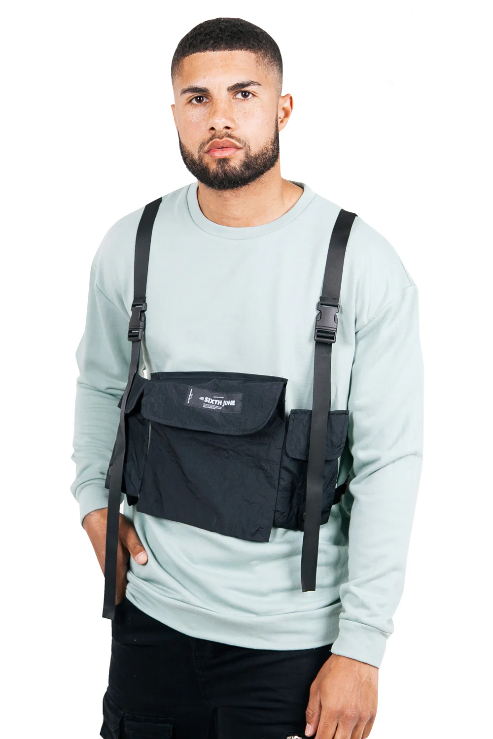 Sweat poche tactique turquoise