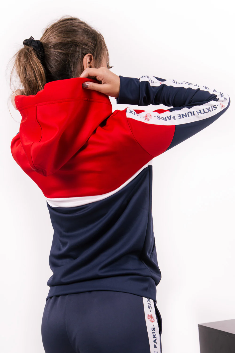 Sweat tricolore bandes texte bleu rouge blanc - Image 4