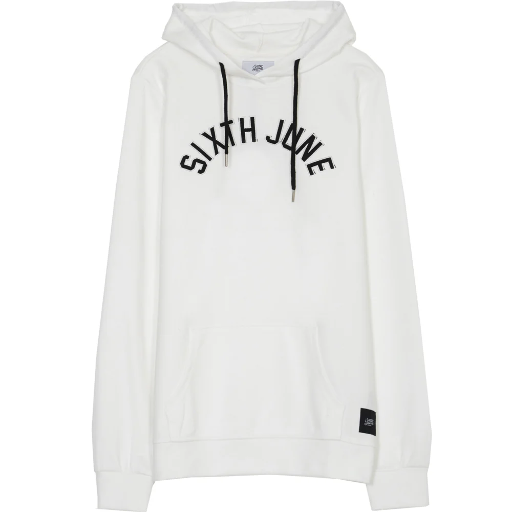 Sweatshirt capuche logo université blanc