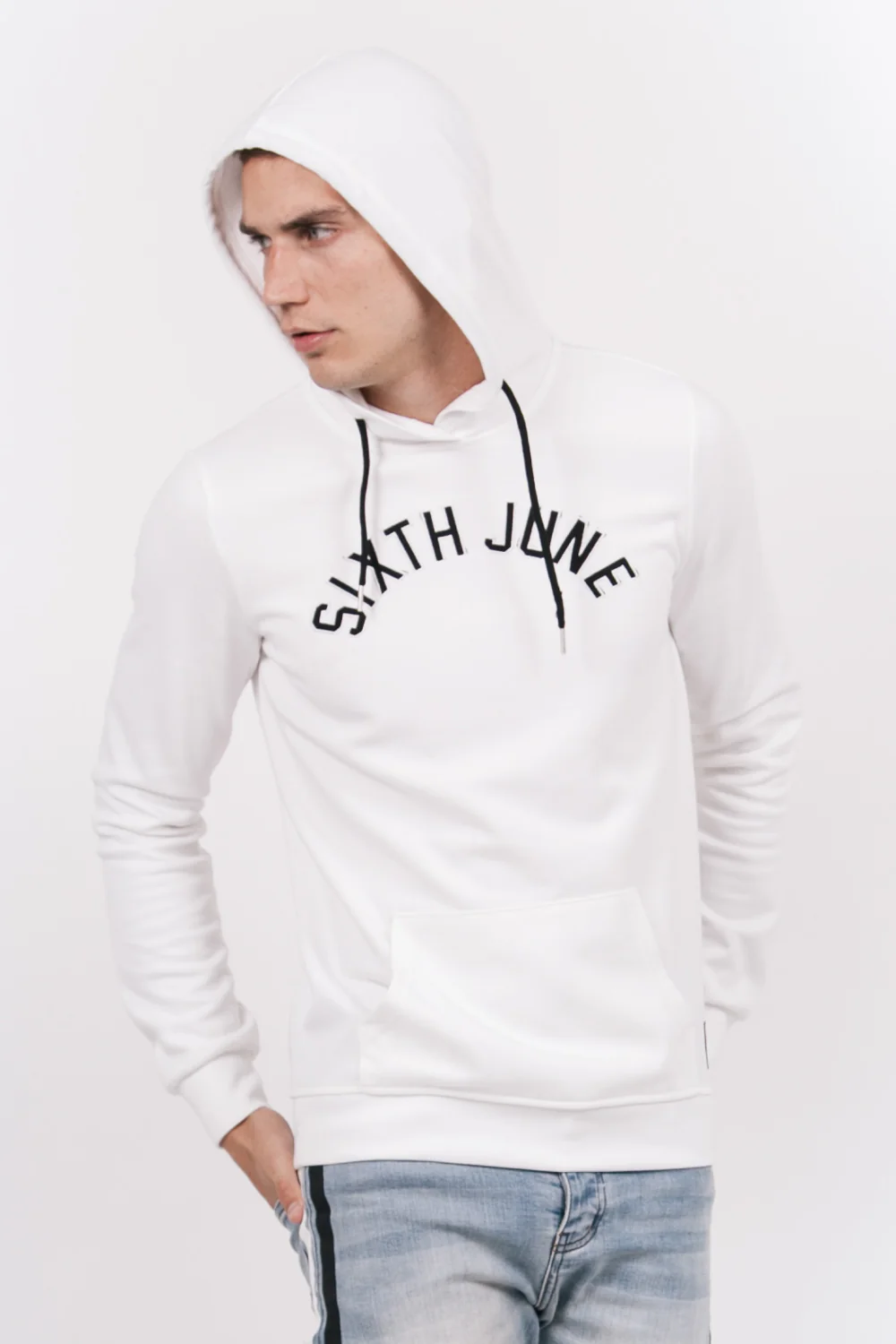Sweatshirt capuche logo université blanc - Image 2