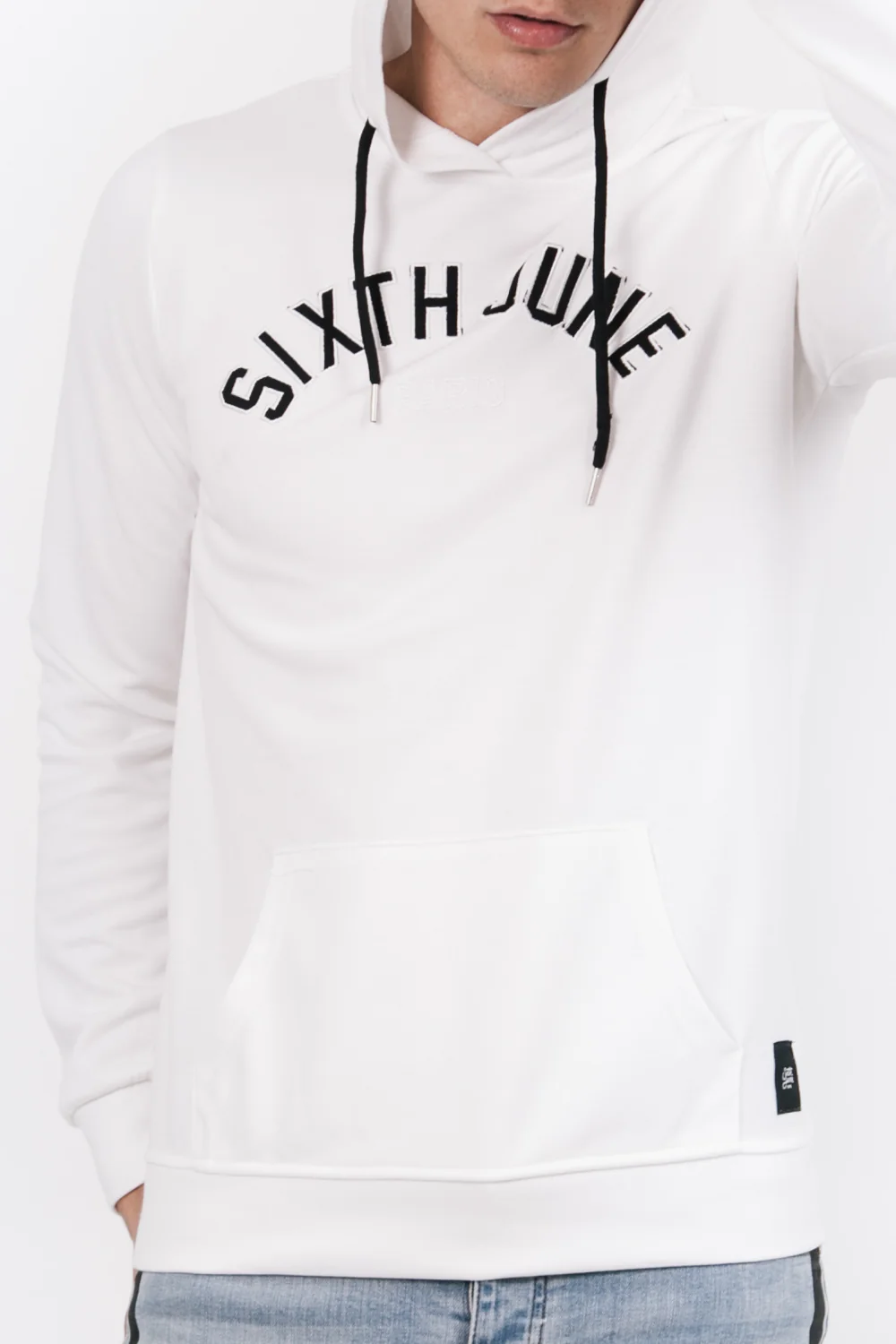 Sweatshirt capuche logo université blanc - Image 3