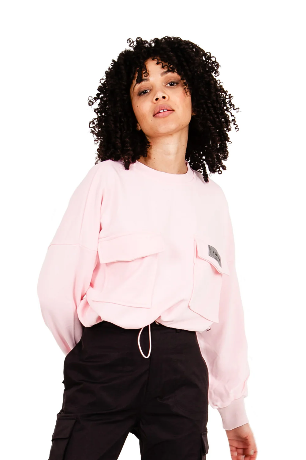 Pull réfléchissant empiècement logo rose