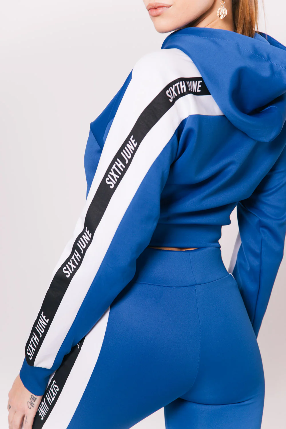 Sweatshirt court bandes logo bleu - Image 3
