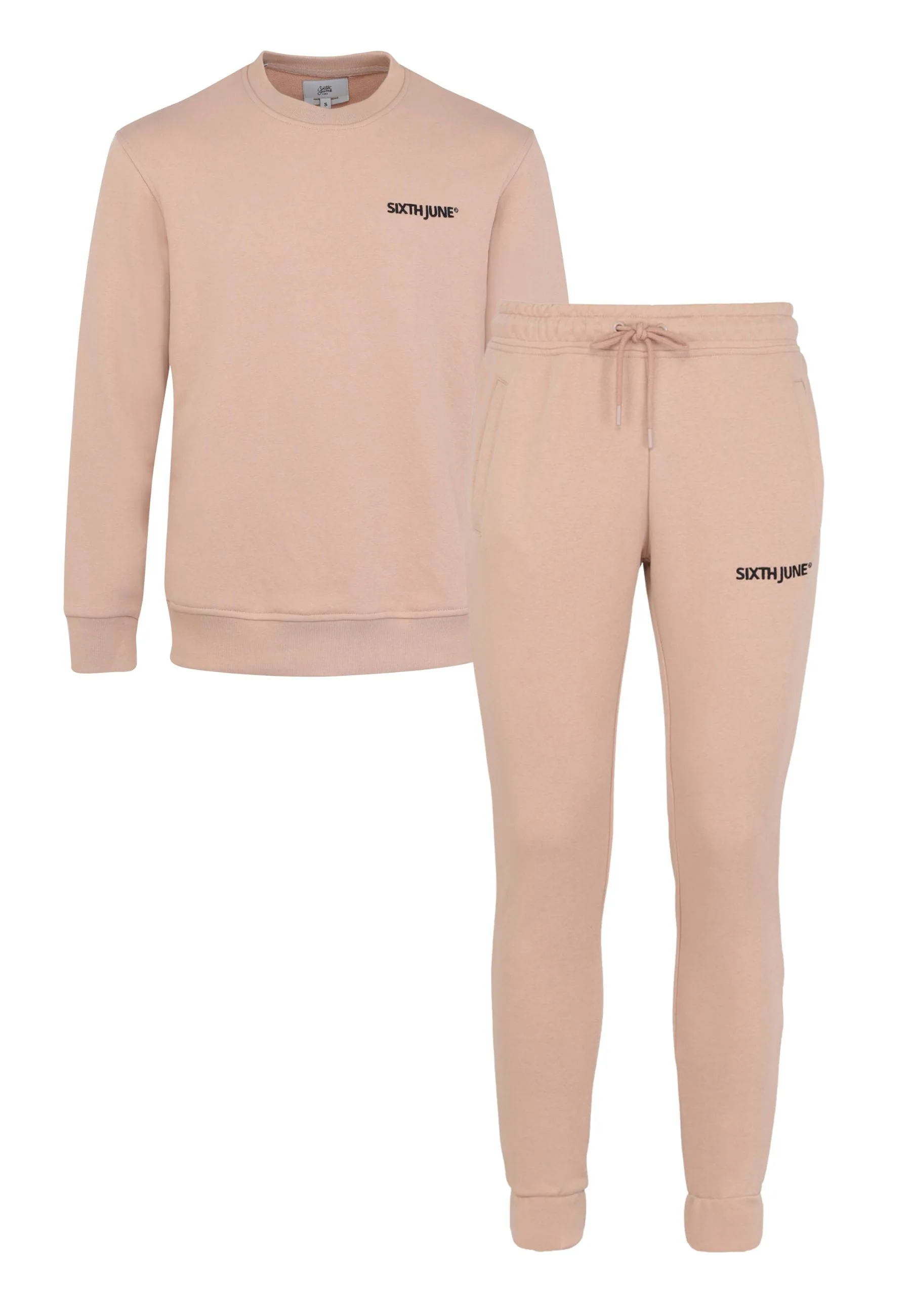 Jogging + sweat logo brodé Beige