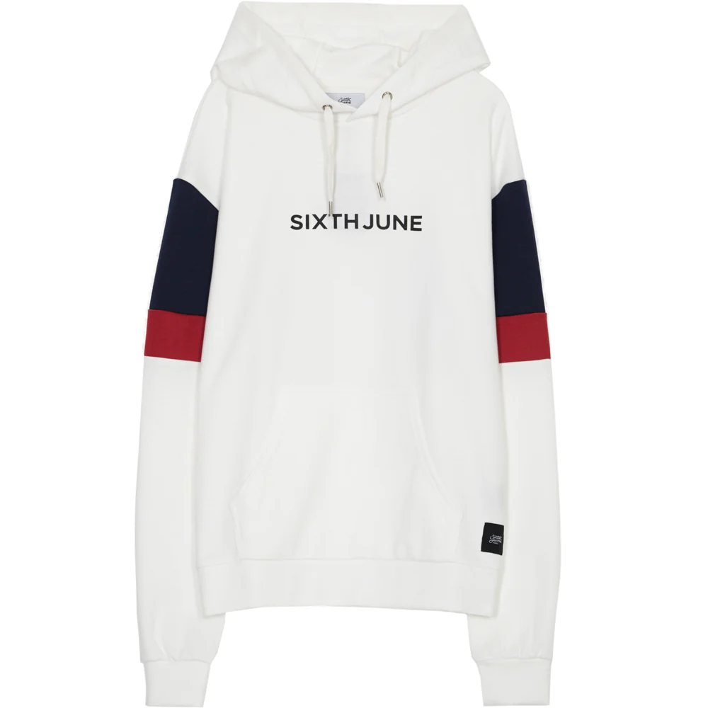 Sweatshirt manches tricolores blanc rouge bleu
