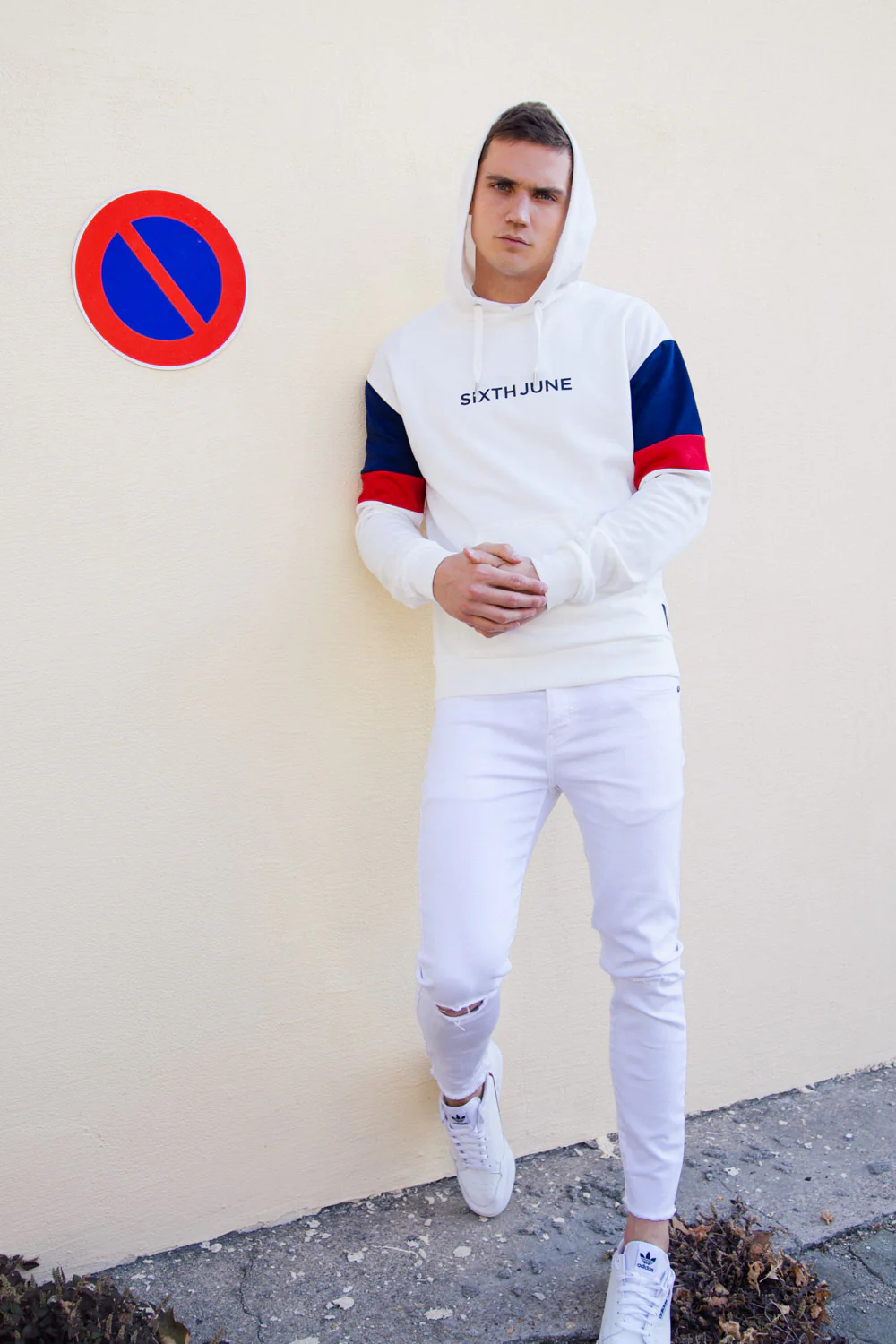 Sweatshirt manches tricolores blanc rouge bleu - Image 5