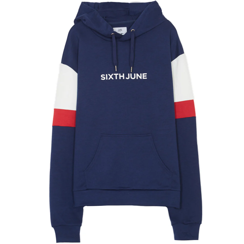 Sweatshirt manches tricolores bleu rouge blanc