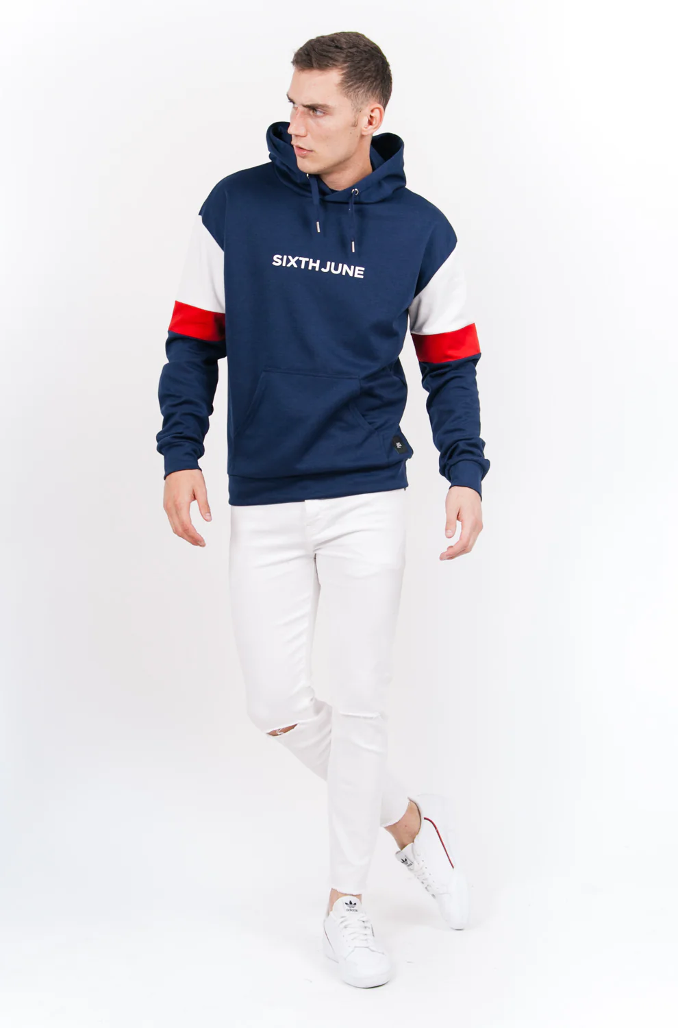 Sweatshirt manches tricolores bleu rouge blanc - Image 4