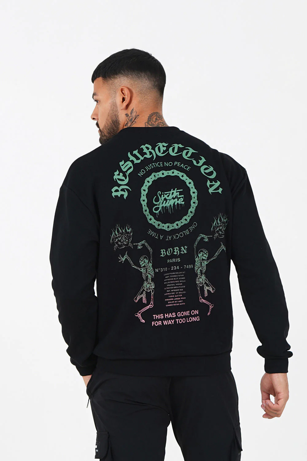 Sweatshirt gothique bicolore Noir