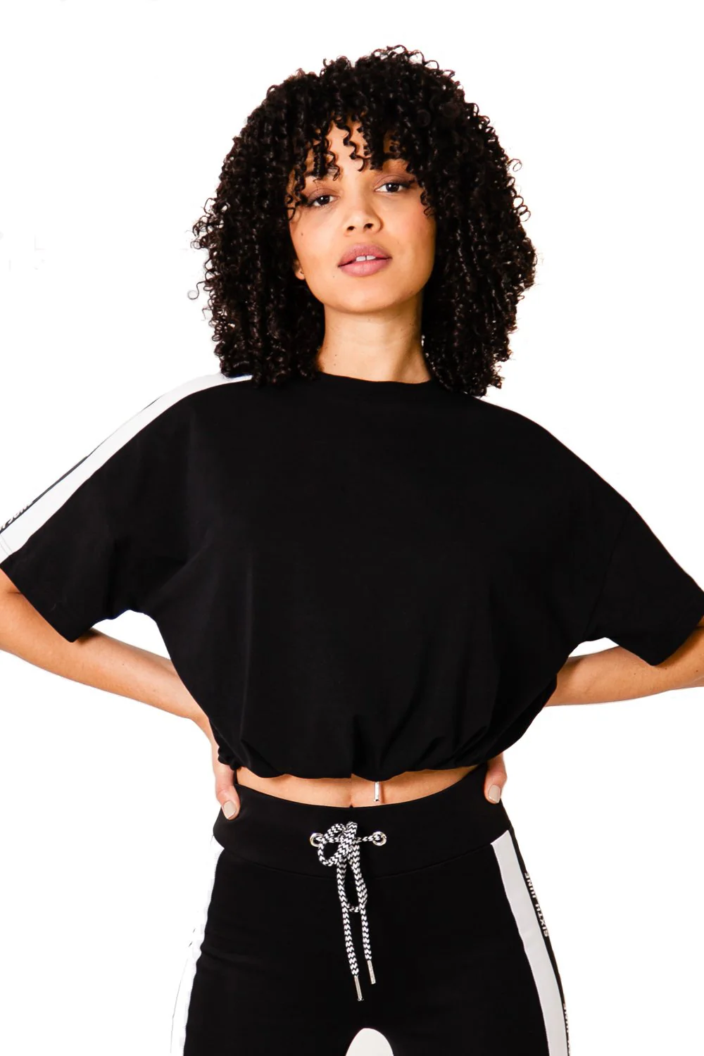 T-shirt court bande logo noir