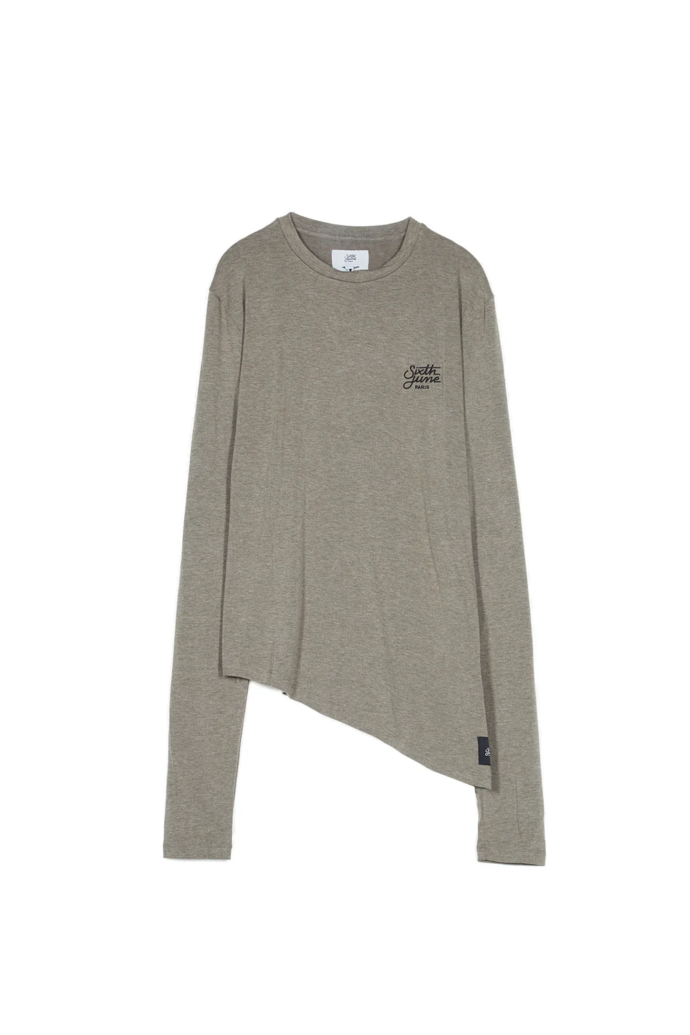 T-shirt ajusté asymétrique logo kaki