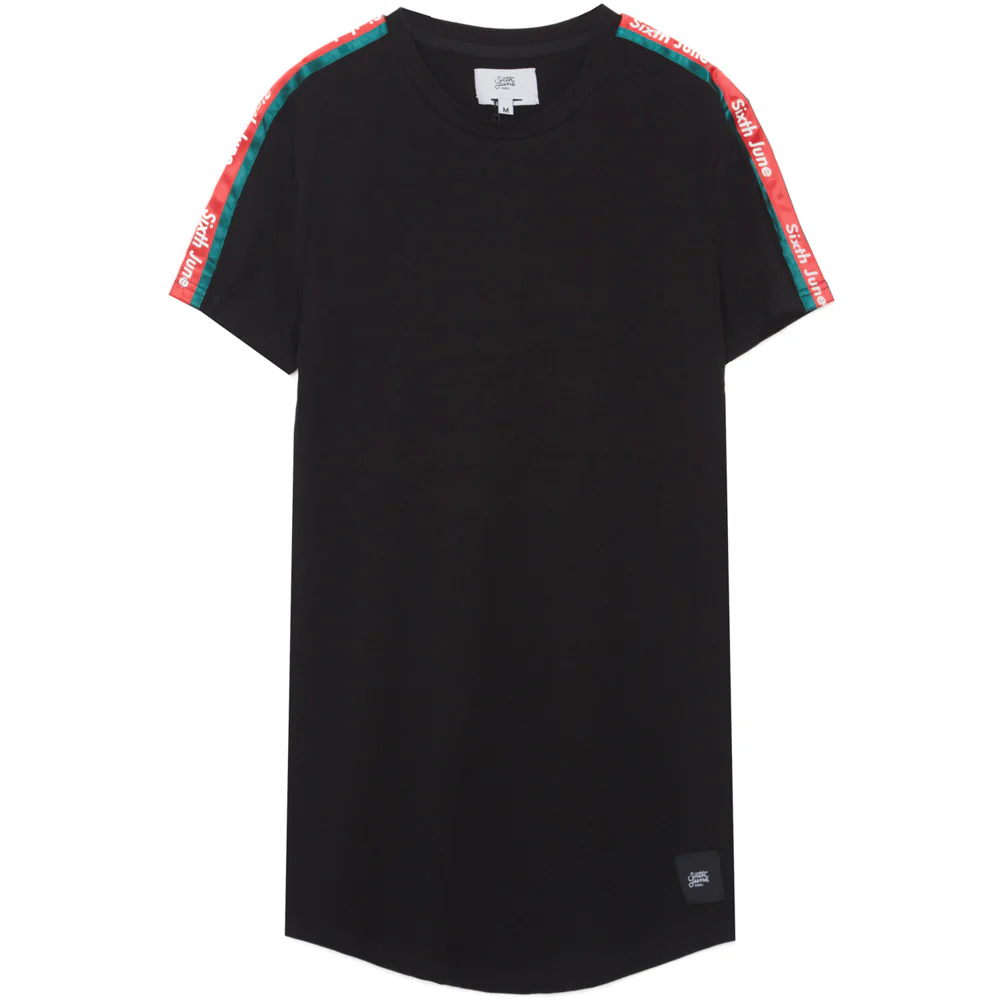 T-shirt bandes bicolores logo noir rouge vert