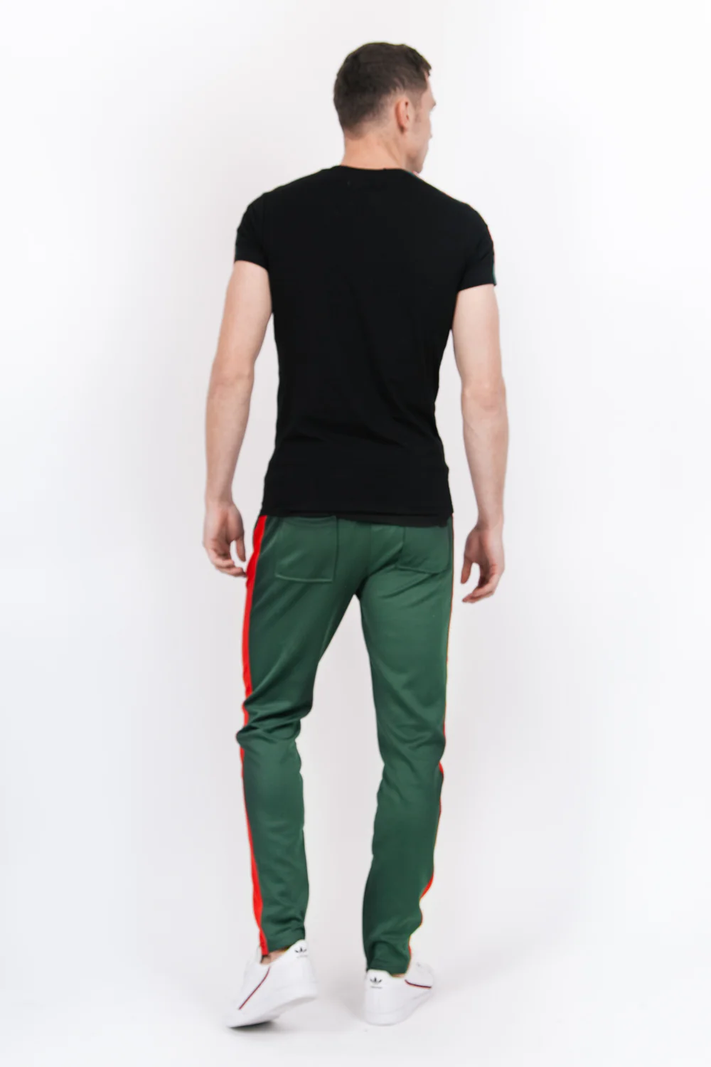 T-shirt bandes bicolores logo noir rouge vert - Image 5